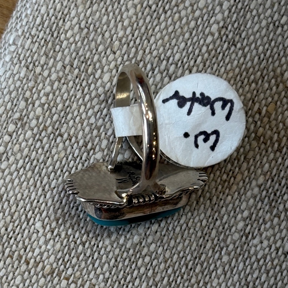 Turquoise Silver Ring Authentic And Signed - image 3